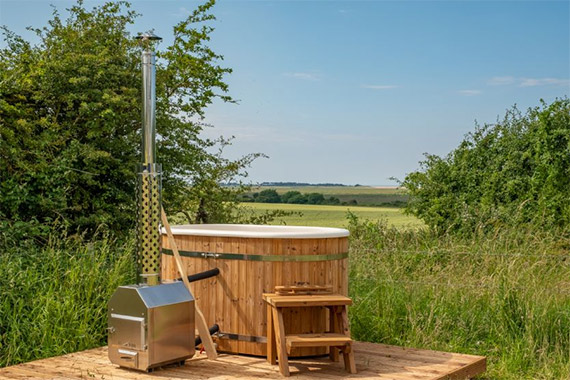 Enjoy a hot tub glamping break at Saltmarsh Hut, Norfolk, England